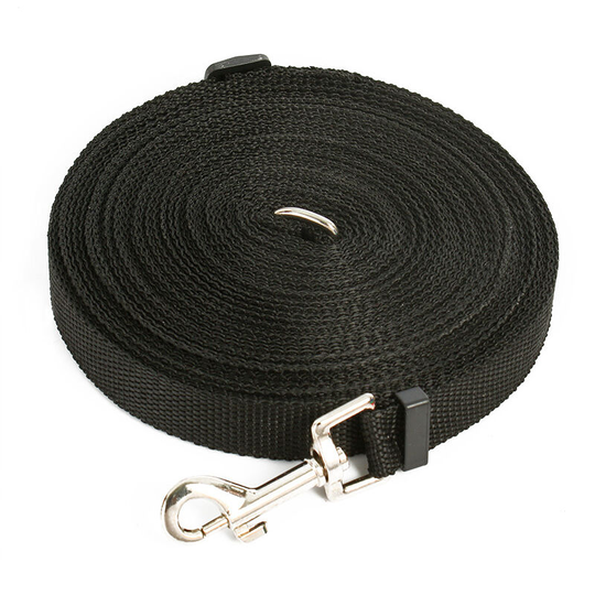 Training Lead for Dogs & Puppy 10m Long Line Leash for Pet Training Recall Obedience and Tracking (Black)