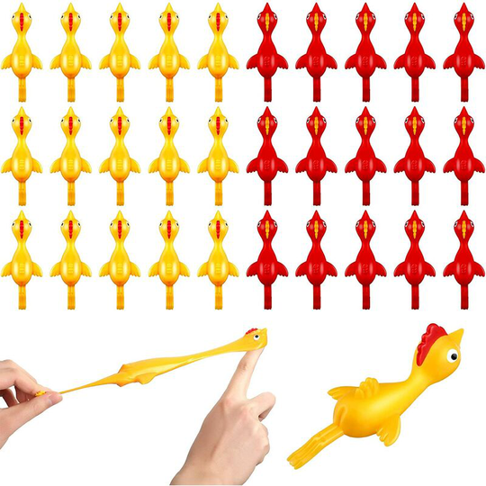 30 Pieces Slingshot Chicken Funny Rubber Flicking Chicken Toy Ejection Chicken Toy Flying Chicken Flingers Stretchy Game for Boys and Girls Party