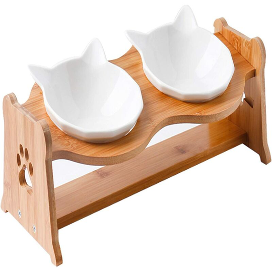 Modou - Anti Vomiting Bowl for Cats, Ergonomic Cat Bowl, Cat Accessories, Feeding and Drinking Bowls, Raised and Angled Adjustable Cat Bowl,