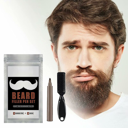 Beard Filling Pen, Long Lasting Use Easily Multi-purpose Natural 4 Tip Beard Filler Pen Kit Thsinde