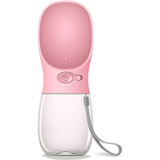 MalsiPree Dog Water Bottle, Leak Proof Portable Puppy Water Dispenser - with Pet Water Dispenser Outdoor, Hiking, Travel (350ML, Pink)