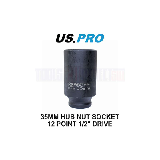 Tools 35mm 1/2' Drive Axle Hub Nut Socket 12 Point Deep Impact Socket 3486 - Us Pro