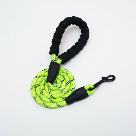 Pet reflective leash, nylon round rope, foam handle leash set, dog leash, green 1.2cm*1.5m