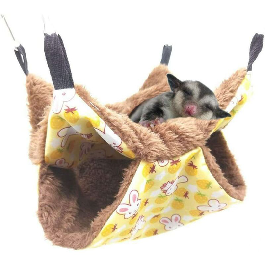 Winter Small Pets Cage Hammock Warm Bunk Bed Sugar Bed Glider, Yellow Small - Langray
