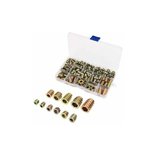 Heguyey - 230pcs Zinc Alloy Hexagon Threaded Insert Nuts Threaded Insert Nuts Male Thread M4 M5 M6 M8 M10 for Wood Furniture Nuts Tool Kit