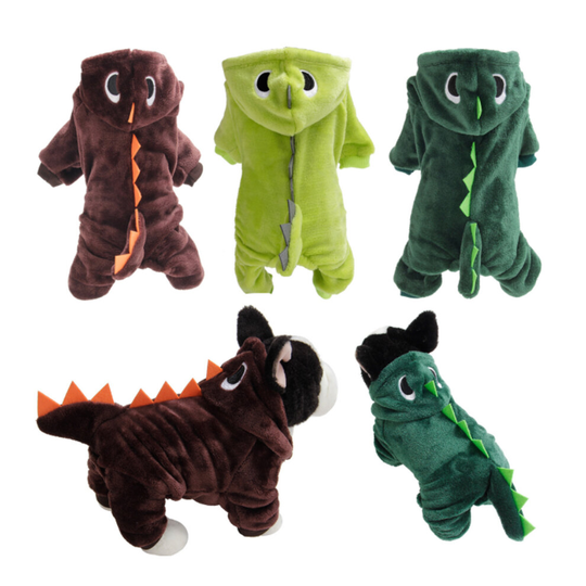(Dark Green, L) Halloween Pets Dog Puppy Hoodie Clothes Cute Dinosaur Party Cosplay Costume