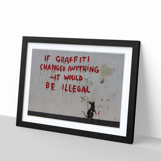 Rat Graffiti by Banksy Framed Graphic Art