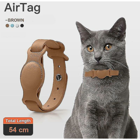 New Leather Pet Adjustable Collar For Apple Airtag Location Tracker Cat Anti Loss Ruikalucky