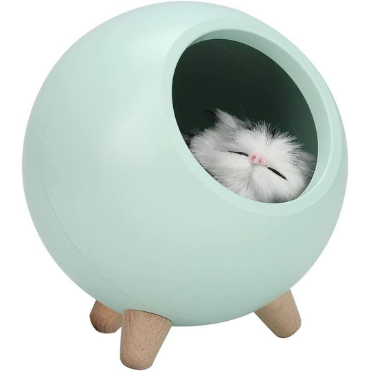 Perle Rare - Cat Pet Table Lamp, Cute Cat Night Light Small Pet House Dual usb Power Charging led Night Light Bedroom Lighting Mood Lamp (Green)