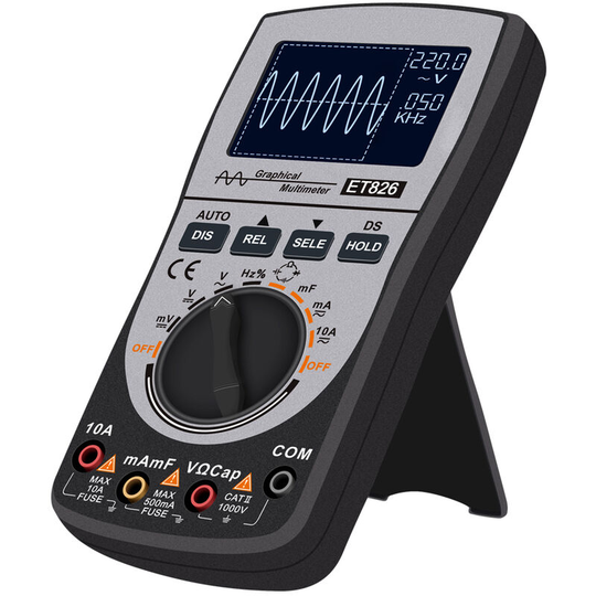 2-in-1 Intelligent Digital Oscilloscope Multimeter DC/AC Current Voltage Resistance Frequency Diode Tester 4000 Counts 20KHz Analog Bandwidth 200Ksps
