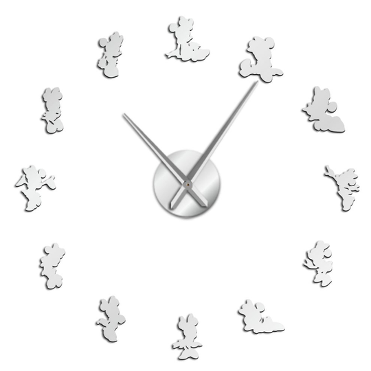 (silver, 37 inch) Cartoon Mouse DIY Giant Wall Clock