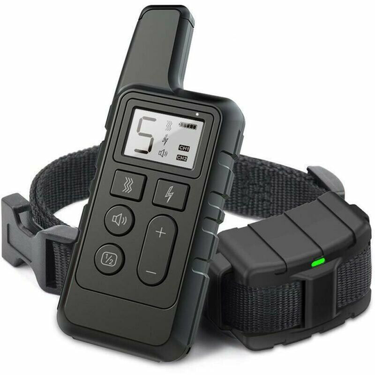 Dog Training Necklace - Small/Medium/Large Dog Chargeable Waterproof Electric Necklace, Portable No Barking Necklace - 500m - Black