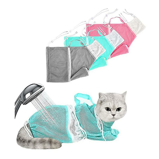 Cat Bathing Bag Cat Grooming Kittens Bag Shower Net package Restraint Pack Green