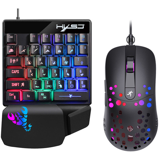 Wired Keyboard and Mouse Combo V400 35 Keys Single-hand Gaming Keyboard+A904 rgb Gaming Mouse Set for pc Laptop - Hxsj