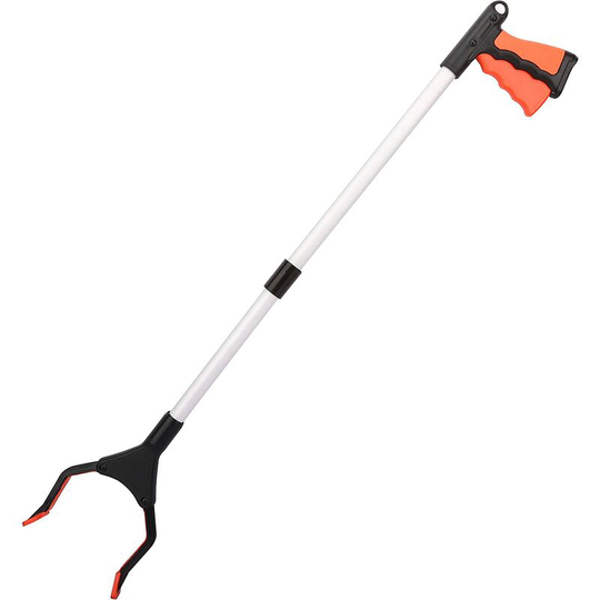 Sweeping Tools, 32 Inch Folding Extension Clamp, Handicapped Aluminum Utility Tool with Rubber Swivel Clamp, Long Arm Extension for Litter Picker