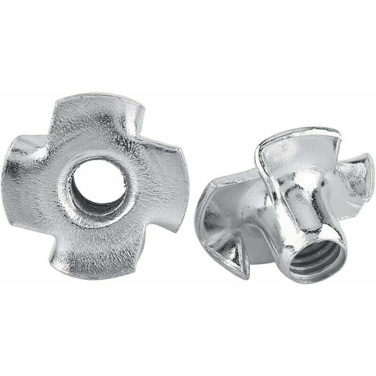Zinc Plated Steel 4 Claw T Nuts for Woodworking Furniture (M6 x 50pcs)