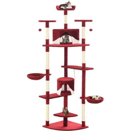 Topdeal - Cat Tree with Sisal Scratching Posts 203 cm Red and White VDTD07088