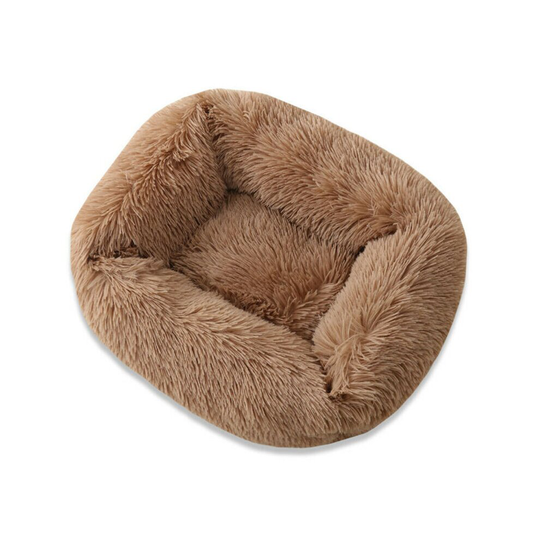 (Light Brown, L) Dog Cat Warm Bed Fluffy Washable Kitten Puppy Pet Cushion Calming Nest Mattress
