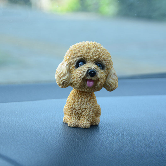 Cast Car Lovable Dog Figurine Shakes His Head Wobble Head Nodding Toy Dashboard Decoration Nodding Dog Car Interior Decoration (Teddy)