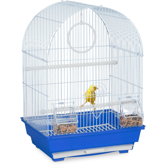 Bird Cage, Birdcage, Perches, Swing, Feeders, h x w x d 49.5 x 34.5 x 31 cm, Blue - Relaxdays