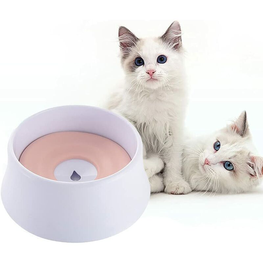 Pet Drinking Bowl, Spill-Proof Buoyancy Water Bowl for Dog Cats, Dog Water Bowl, No Splash, No Spill (Pink)