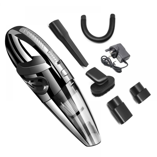 Cordless Handheld Vacuum Cleaner, Car Hand Vacuum, 120W Power, USB Rechargeable (Black UK Charger)
