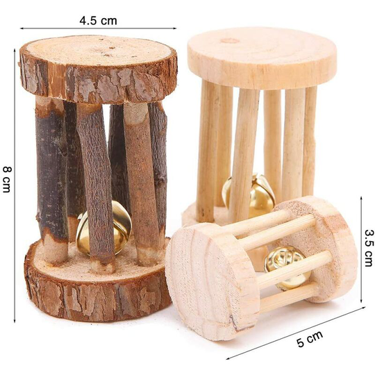 Set of 6 wooden chewing rollers for hamster, mouse, chinchillas, rabbit, gerbil, guinea pig