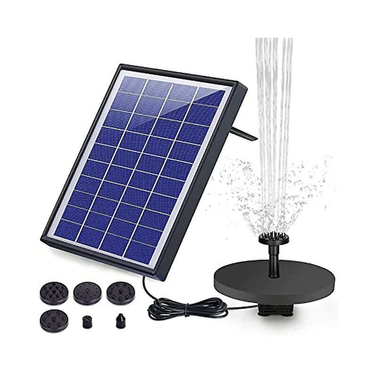 6.5w Outdoor Solar Fountain, Solar Bassin Pump With Battery And 6 Nozzles, For Bird Bath Aquarium Garden Fountain - Thsinde