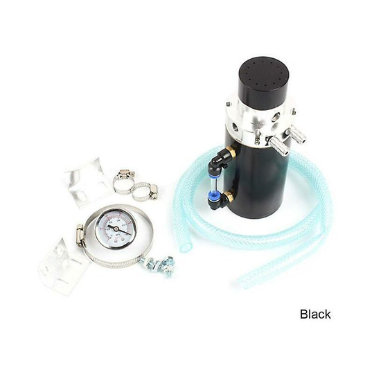 Thsinde - Engine Oil Reservoir Catch Can Tank Kit Breather Filter With Vacuum Pressure Gauge black