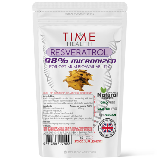 (60 Capsules) 98% Micronized Resveratrol Capsules - Optimum Bioavailability