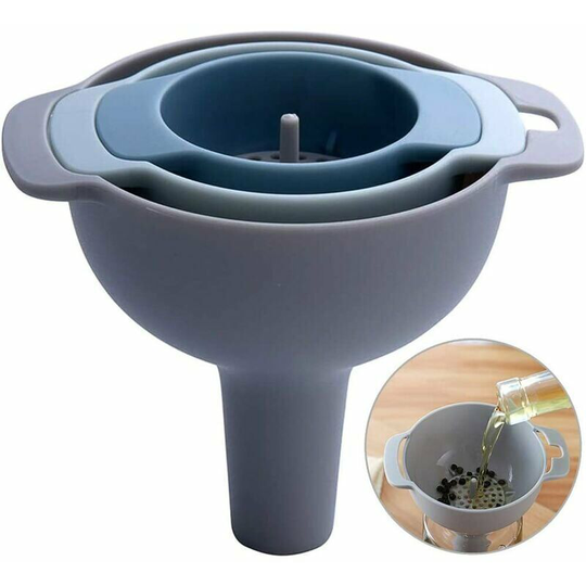 Food Funnel, Kitchen Funnel, Plastic Funnel, Jam Funnel, with Filter, 4 in 1 Food Plastic Funnel 4 Piece Funnels