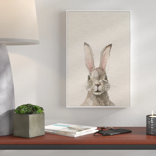 Bunny Eyes II - Floater Frame Painting Print on Canvas
