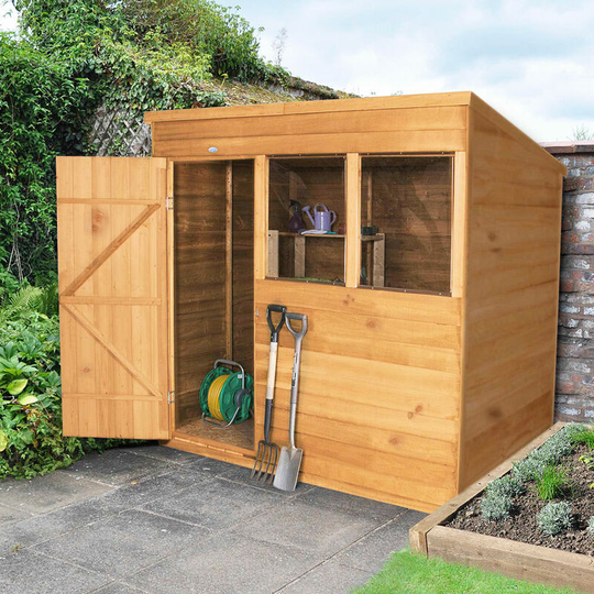 7x5 Wooden Pent Overlap Dip Treated Garden shed