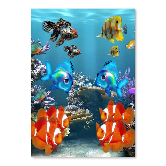 Wonderful Dream Aquarium Fish Style Graphic Art Wrapped on Canvas