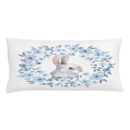 Ramessu Watercolor Flower Rabbit Portrait Cushion Cover