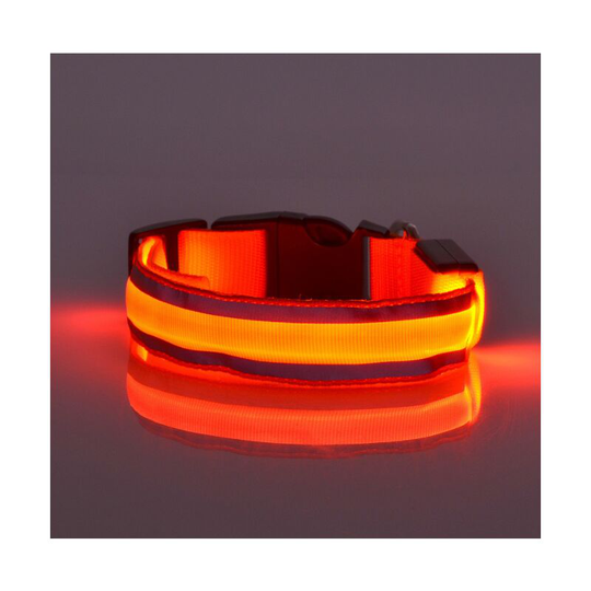 Led Dog Necklace, led Flashing Security Necklace with Adjustable Strap, Suitable for Small / Medium / Large Dogs (Orange, Size m)