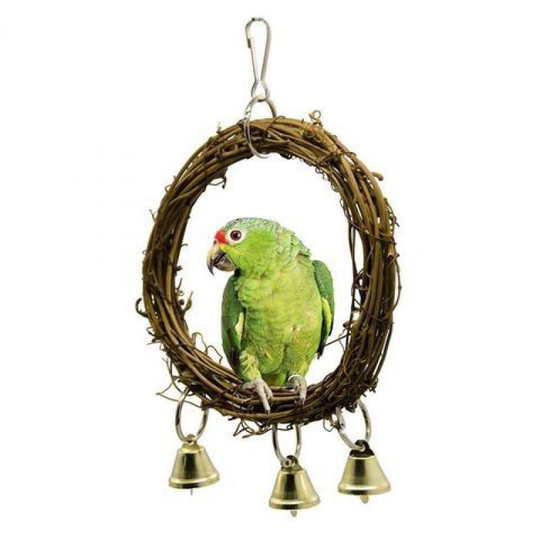 Wicker Ring Feeder - For Parakeets or Cockatoos - Very Special Woven Wicker Bird Toy for Hanging Birdcage,20CM