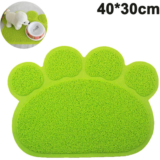 Pvc Pet Dog Cat Puppy Kitten Dish Bowl Food Water Placemat Mat Paw Shape, green