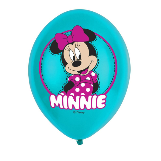 6 x Disney Minnie mouse Mint/Teal Latex 11'' Balloons