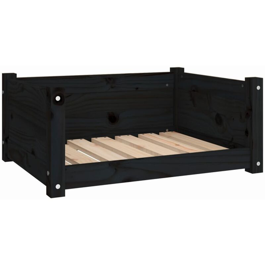 Dog Bed Black 65.5x50.5x28 cm Solid Pine Wood Vidaxl Black