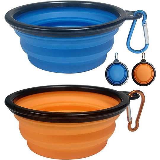 Gdrhvfd - 2pcs Travel Bowls Portable Foldable Dog Bowls Bottle Bowl Silicone with Carabiner bpa Free for Cats and Dogs Pets Hiking Camping Water Food