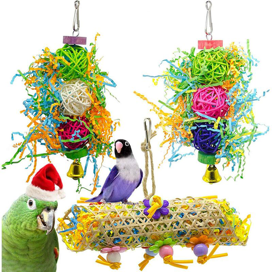 Set of 3 pieces of parrot toy bird supplies parrot bite toy bird hanging toy