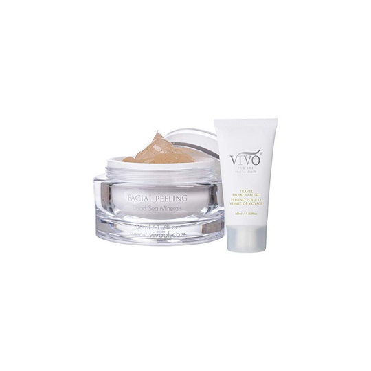 Vivo Per Lei Facial Peeling Gel - Contains Dead Sea Minerals and Nut Shell Powder - Gentle Face Exfoliator Scrub and Blackhead Remover - Peel Your Ski