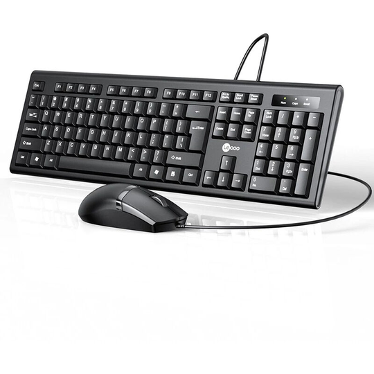 Lecoo CM101S Wired Keyboard Mouse Combo Ergonomic Keyboard Mouse Set Plug and Play Wide Compatibility Black - Lenovo