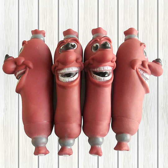 Latex Sausage Dog Toys Funny Interactive Trailer Pull Chew Puppy Game Sounds1pcs Thsinde