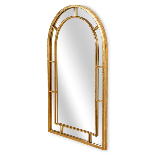 Metal Framed Wall Mounted Accent Mirror in Gold