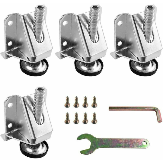Set of 4 M10 Levelers , Heavy Duty Steel Leveling Feet with Locking Nuts , M10 Adjustable Furniture Feet for Tables , Cabinets , Shelves , Furniture