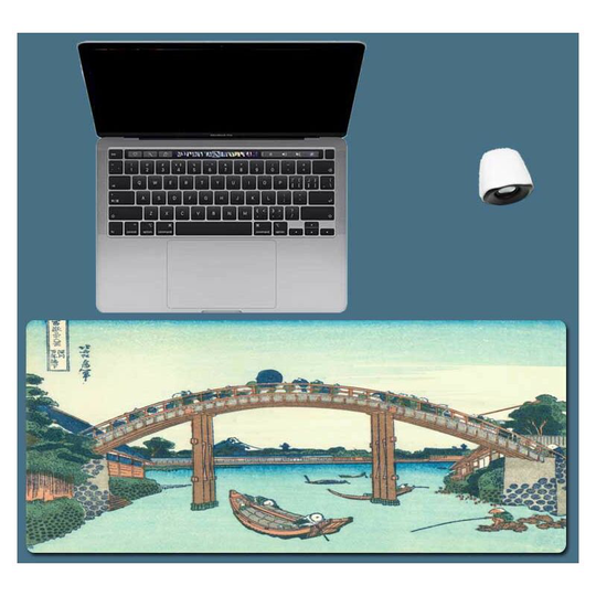 Gaming mouse pad, non-slip rubber base soft fabric mouse pad, Japanese style mouse pad with 27 scenes of Ukiyo-e (Japanese style 3, 300*800*3) - Muff