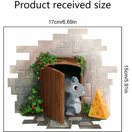 Benobby Kids - 4pcs Girl Switch Stickers Mouse Hole Decals No Cats Cute Cartoon Mouse Small Wall Sticker For Kids Room Living Room Bedroom Nursery