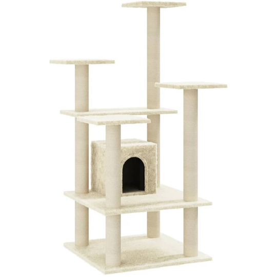 Cat Tree with Sisal Scratching Posts Cream 110 cm Vidaxl Cream